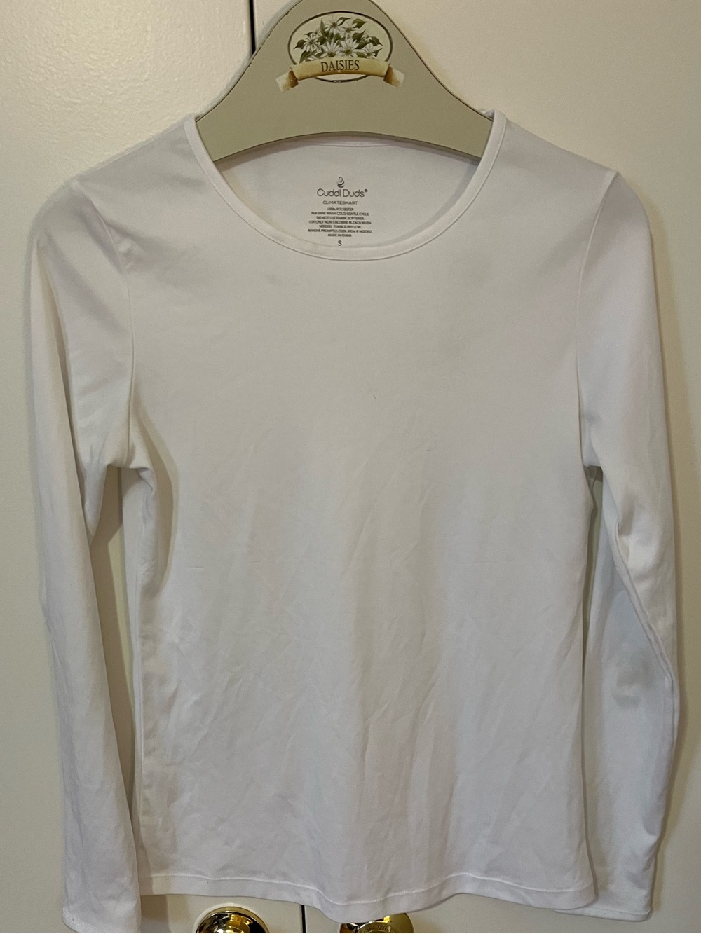 Cuddl Duds White Long Sleeve Underlayer Top